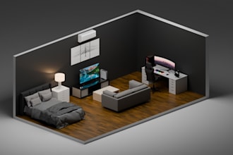 design interior and make isometric render