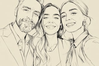 illustrate a romantic family couple portrait