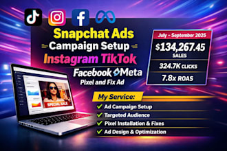 do snapchat ads campaign setup instagram tiktok facebook meta pixel and fix ad