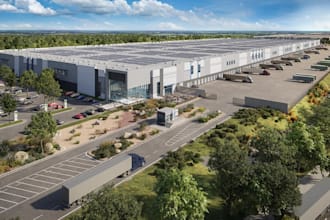 render industrial warehouse external,modern internal storage,distribution center
