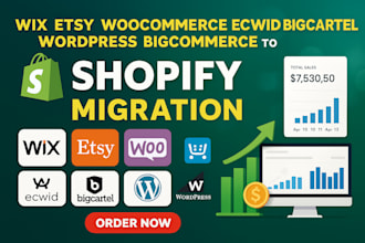 wix esty woocommerce ecwid bigcartel wordpress bigcommerce to shopify migration