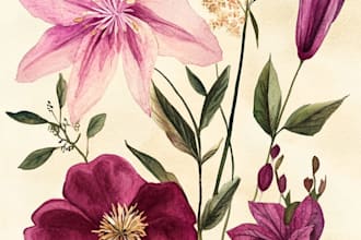 draw an animal and botanical illustration