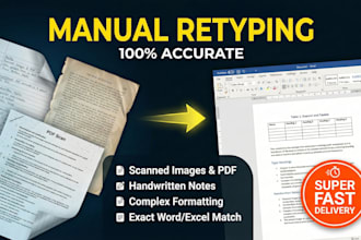 manually retype scanned documents, images, books, or notes to word