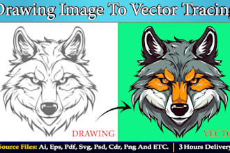 do vector tracing drawing to vector image and logo within 3h