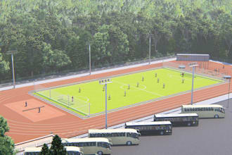 redesign abandoned sport complex, treadmill design, field simulation rendering