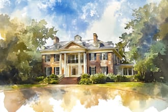 do an watercolor house portrait