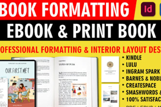 do book layout design kdp formatting ebook and print book cover design