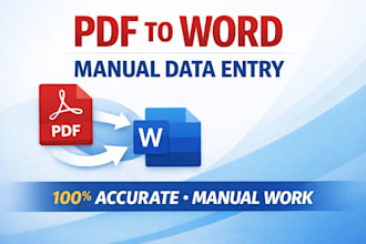 do manual data entry and PDF to word conversion