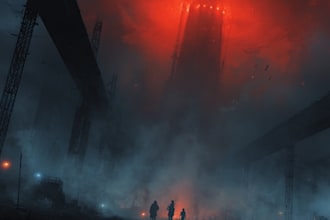 draw sci fi horror and fantasy scene concept illustration