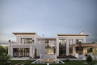 remodel 3d luxury house,classic villa style, landscape render,exterior elevation