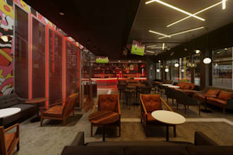 elevate bar space, spatial layout planning, restaurant dinning, interior lighten