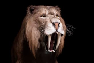 use ue5 3d sabertooth for game, 3d animal blender rig,xgen hair,quadruped animal