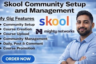 setup skool community, mighty network, skool online community setup