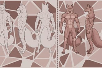 draw furry art and anthro characters ref sheet