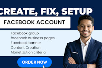 create setup fix facebook group, tiktok shop, instagram page, accounts