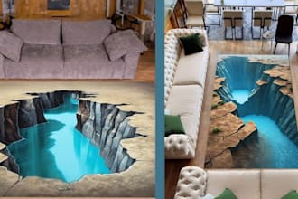 create 3d pavement art, floor illusions, wall murals, outdoor illusion designs