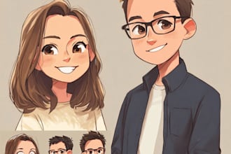 draw anime cartoon portraits simple, couples, families pfp
