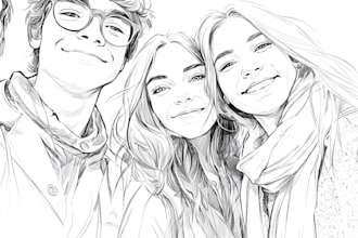 make you a lineart portrait of your friends and family