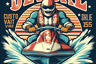 design high quality jet ski mascot logo with t short design