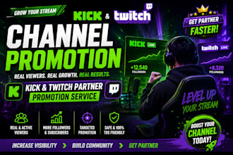 kick channel, twitch partner promotion using ads campaign to gain live viewers