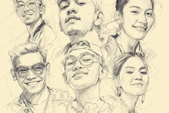 illustrate a romantic family couple portrait