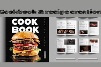 write design format cookbook recipe high protein meal prep food illustration