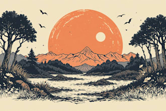 draw high quality linocut illustration for shirt design