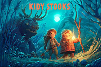 draw children book illustration and 3d children book