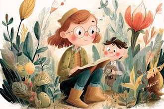 do design 2d and 3d hand drawn children book illustration