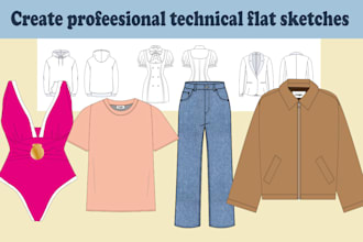 design professional fashion flat technical sketches