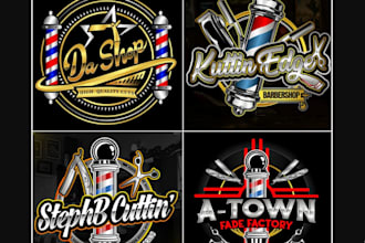 do custom hair salon, beauty salon, hair cut, barber logo
