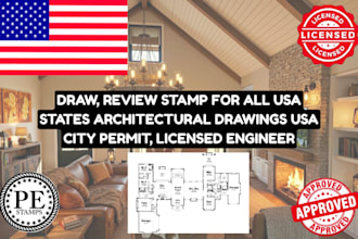 draw, review stamp california and florida architectural drawings USA city permit