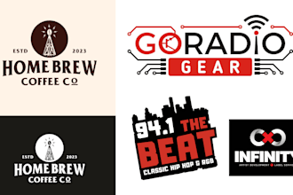 create professional  music, dance, dj, radio, film, studio, producer logo