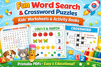 create word search puzzle book, kindergarten, worksheet crossword