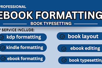 format your ebook and book interior for kindle and KDP book layout typesetting