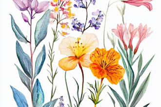 draw botanical illustration of flower