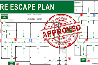 design professional emergency evacuation plan, exit plan, fire safety plan