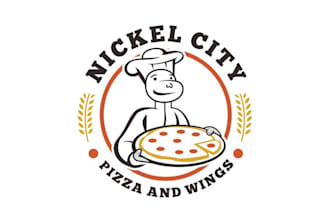 design eye catching pizza and wings food logo