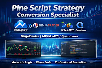 convert tradingview pine script strategies to ninjatrader, mt4, mt5, quantower