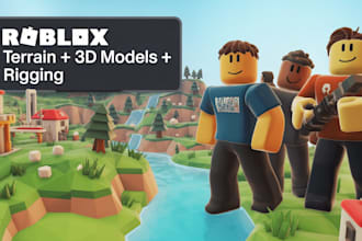 create a roblox terrain and, 3d models, r6 r15 rigging roblox game  lowply map