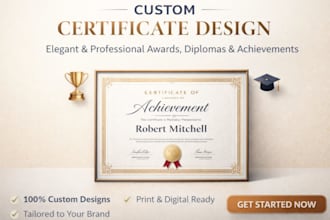 design professional certificates, diplomas, awards and custom achievements