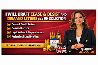 write cease and desist and demand letters as a UK solicitor