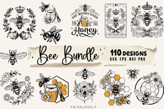 design vintage honeycomb bee and honey logo