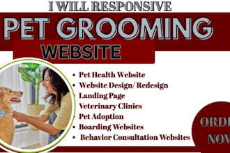 pet grooming website pet training, pet health website pet grooming landing page