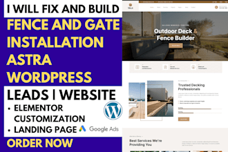 fix and build fence and gate installation wordpress website for contractor astra