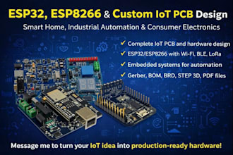 design custom iot pcb and hardware with esp32 esp8266 for automation