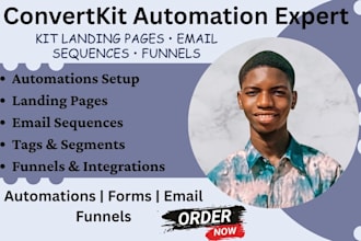 set up convertkit automations, landing pages, and email sequences