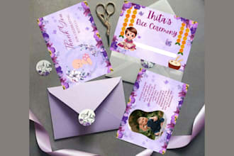design a rice ceremony invitation for your baby