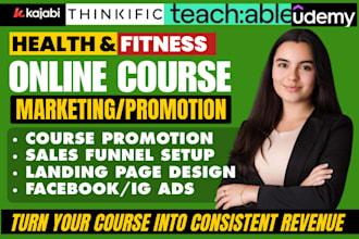 online course promotion, kajabi fitness marketing thinkific health sales funnel