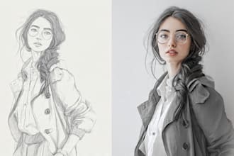 create pencil sketch portrait and illustrations